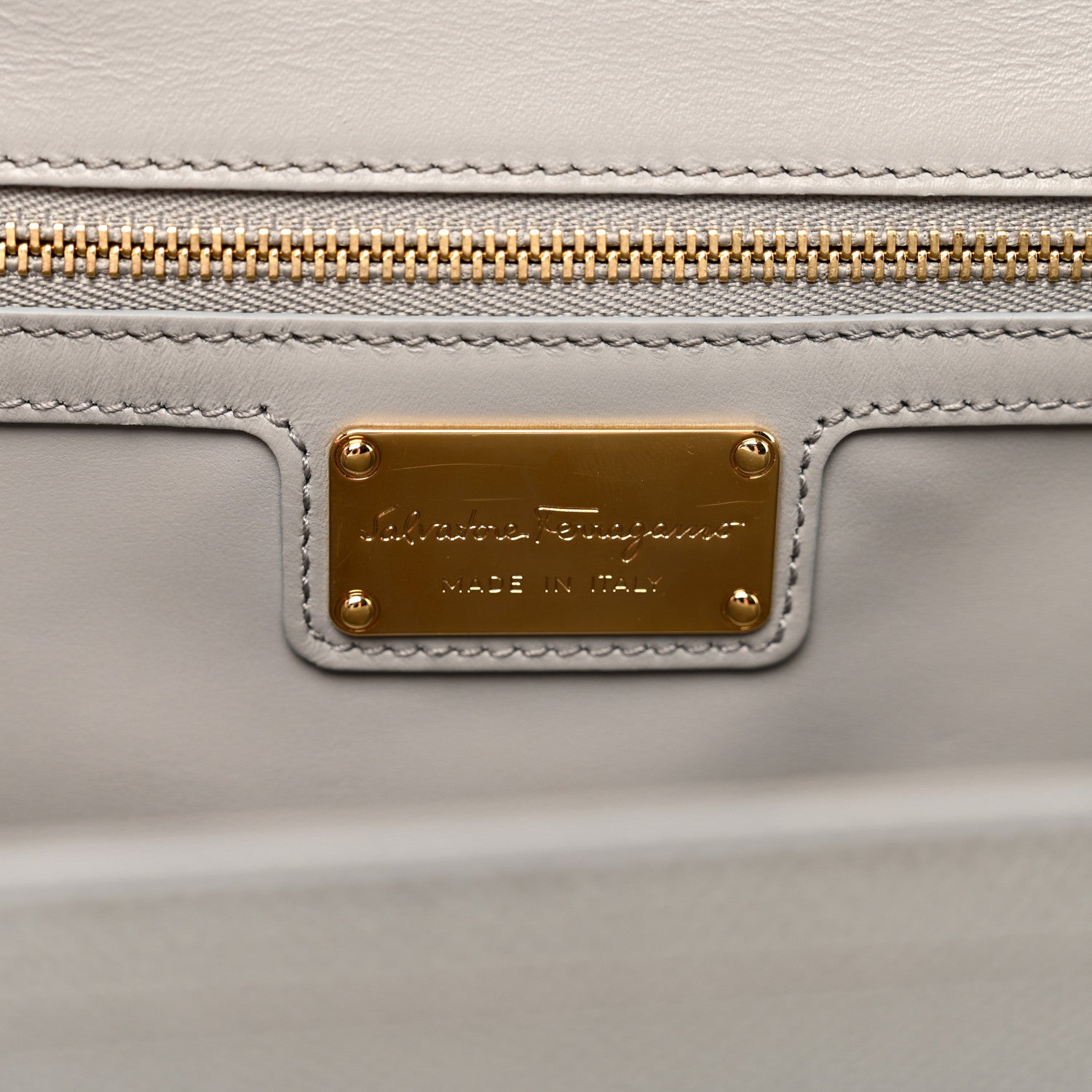 Salvatore Ferragamo Printed Calfskin Ginny Shoulder Bag Grey 7 of 9