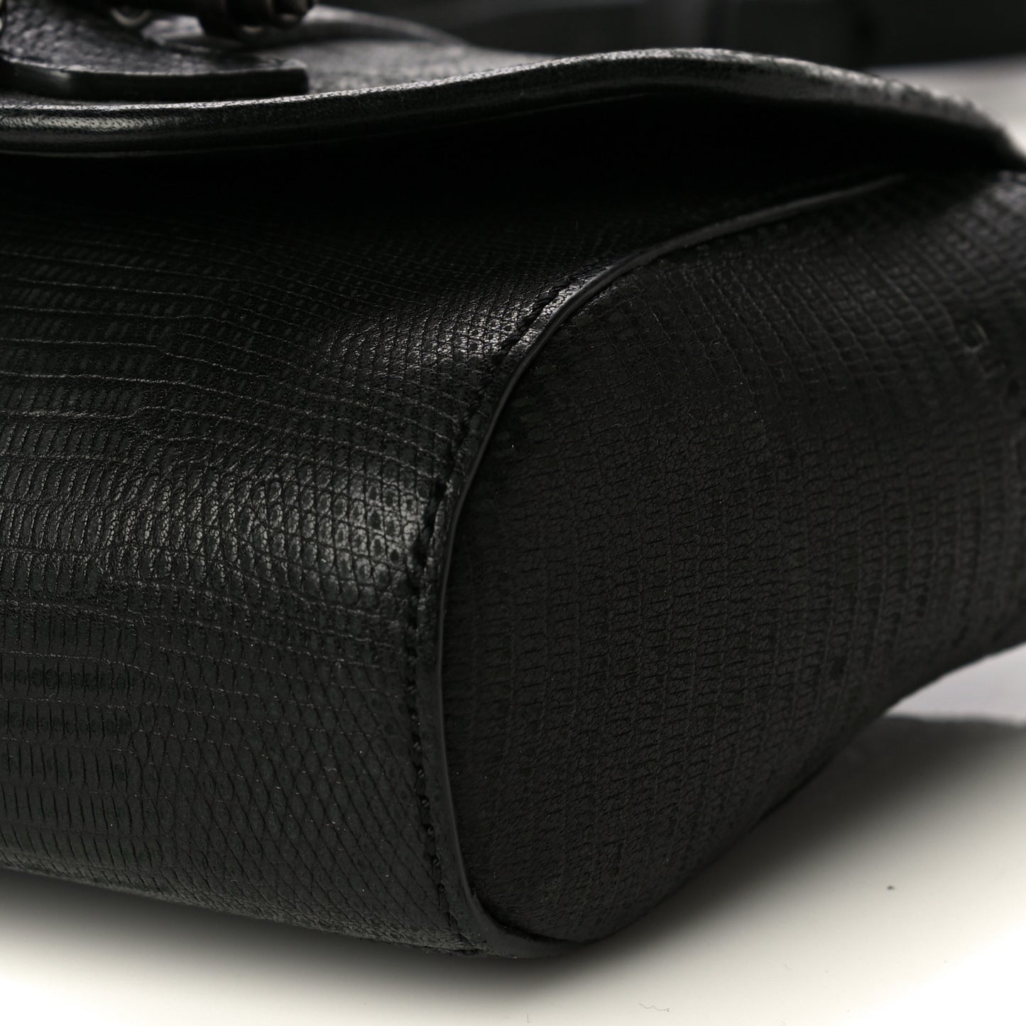 Lambskin Lizard Embossed Obsedia Shoulder Bag Black