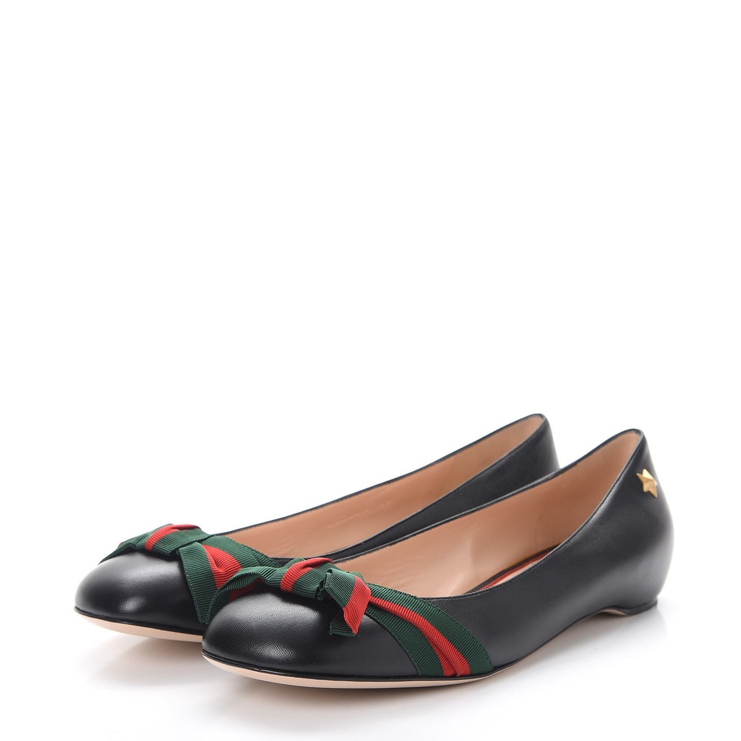 Calfskin Web Ballerina Flat 39 Nero Black