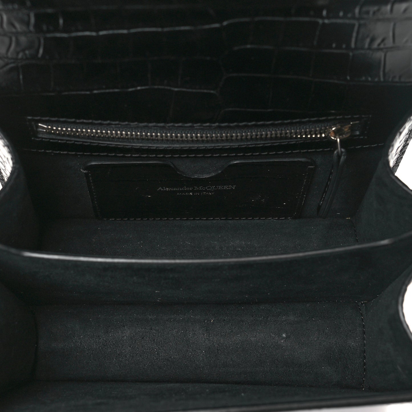 Crocodile Embossed Calfskin Knuckle Crossbody Black