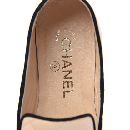 Chanel Lambskin Quilted Cap Toe Slipper With Pouch 36 Beige Black 6 of 10