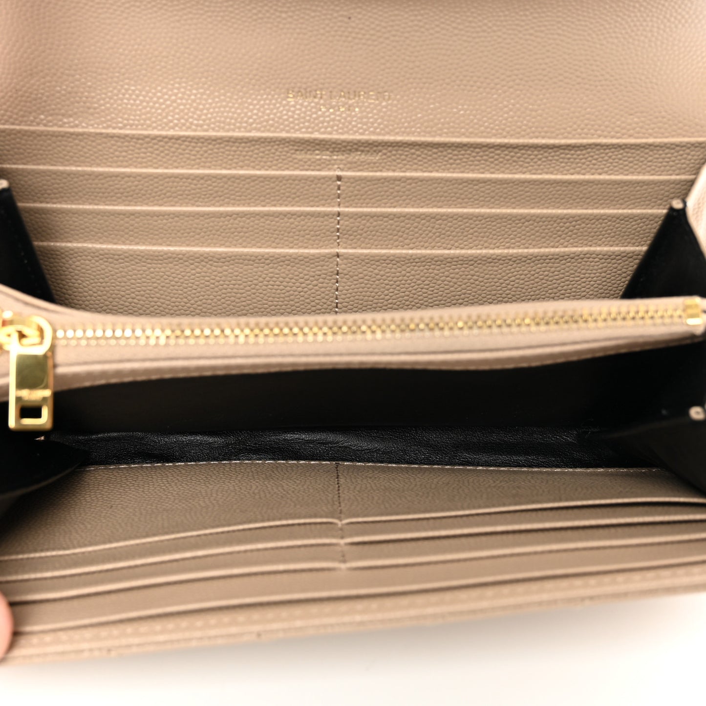 Grain De Poudre Matelasse Chevron Monogram Flap Wallet Dark Beige