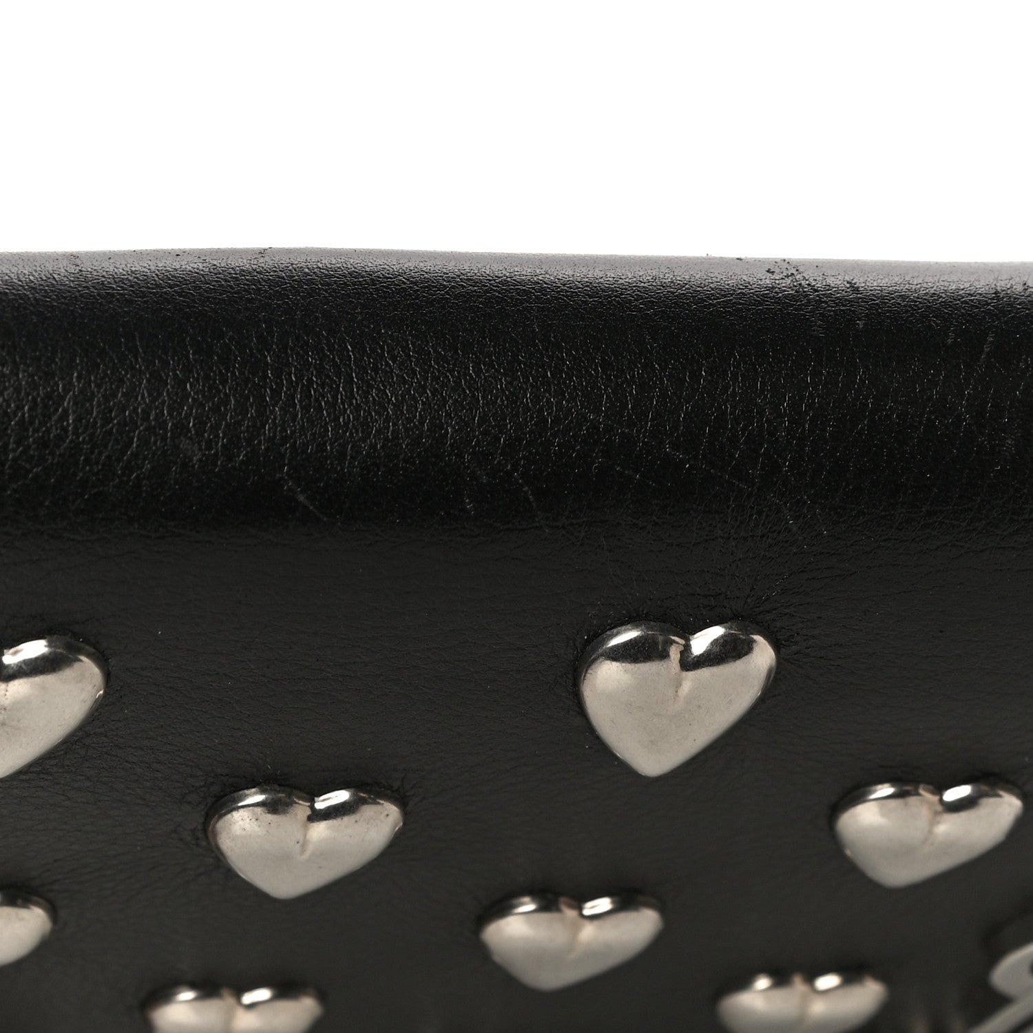 Saint Laurent Calfskin Heart Studded Monogram Chain Wallet Black 13 of 17