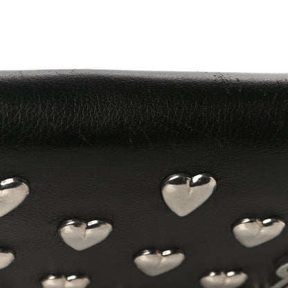 Saint Laurent Calfskin Heart Studded Monogram Chain Wallet Black 13 of 17