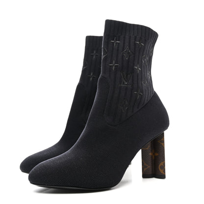 Louis Vuitton Monogram Stretch Fabric Silhouette Ankle Boots 38 Black 3 of 7