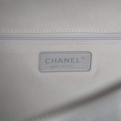 Chanel Metallic Calfskin Quilted Medium Airlines Round Trip Bowling Bag Silver 7 of 10