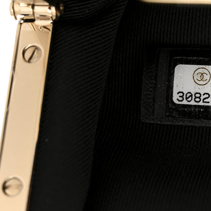 Chanel Shiny Aged Lambskin Quilted Kiss Lock Clutch With Chain Black 7 of 10