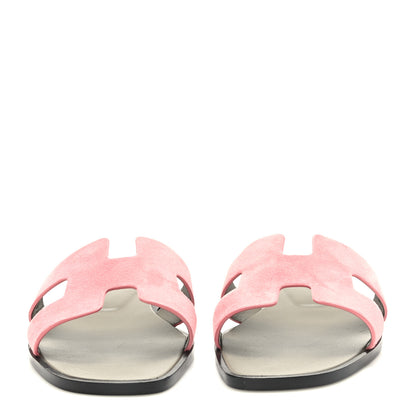 Hermes Suede Goatskin Oran Sandals 39.5 Rose Du Desert 2 of 8