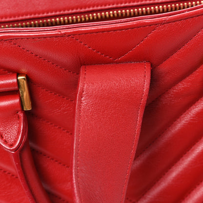 Saint Laurent Calfskin Matelasse Chevron Small Monogram Cabas Lipstick Red 11 of 11