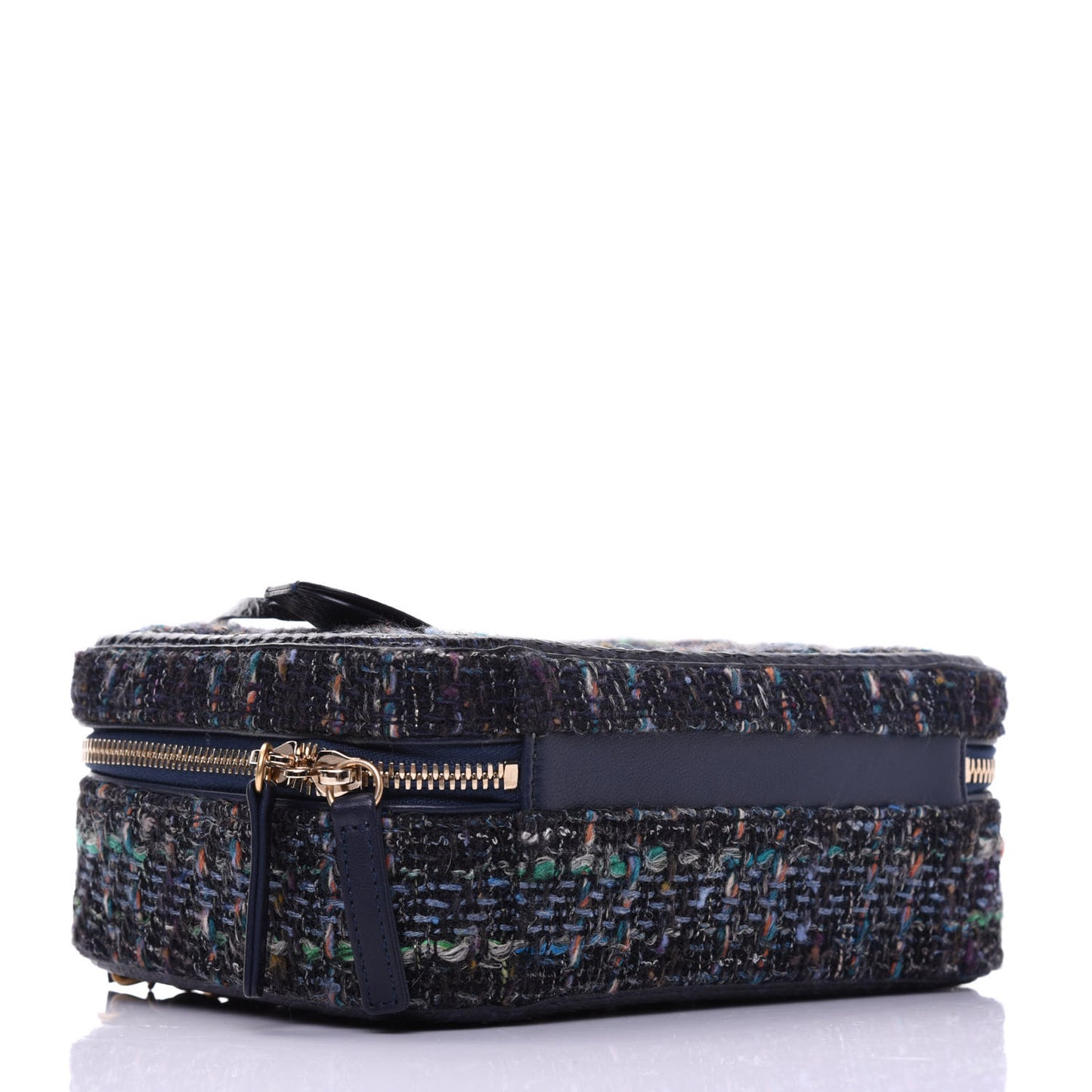 Tweed Snakeskin Quilted Medium CC Filigree Vanity Case Dark Navy