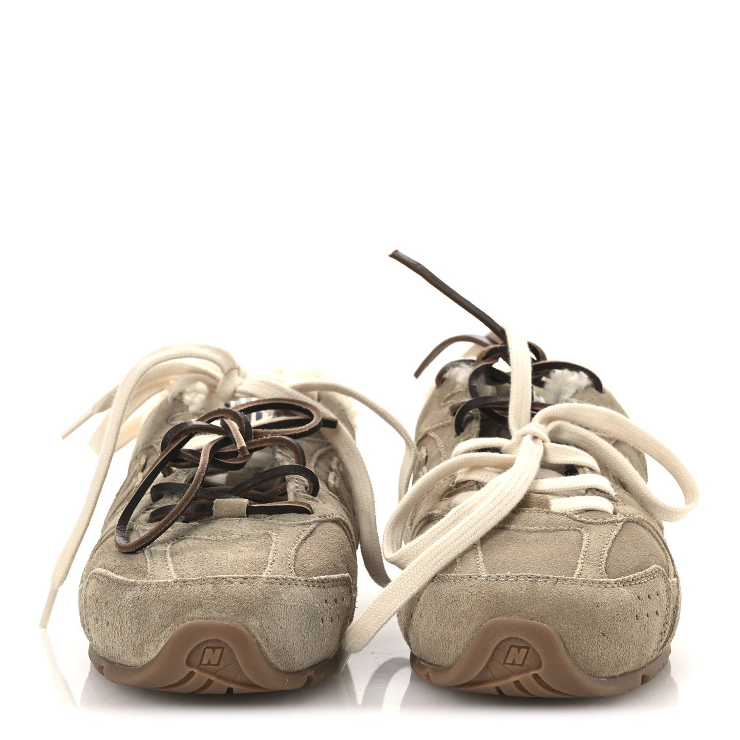 X NEW BALANCE Suede Shearling 530 SL Sneakers 36 Bleached Ecru