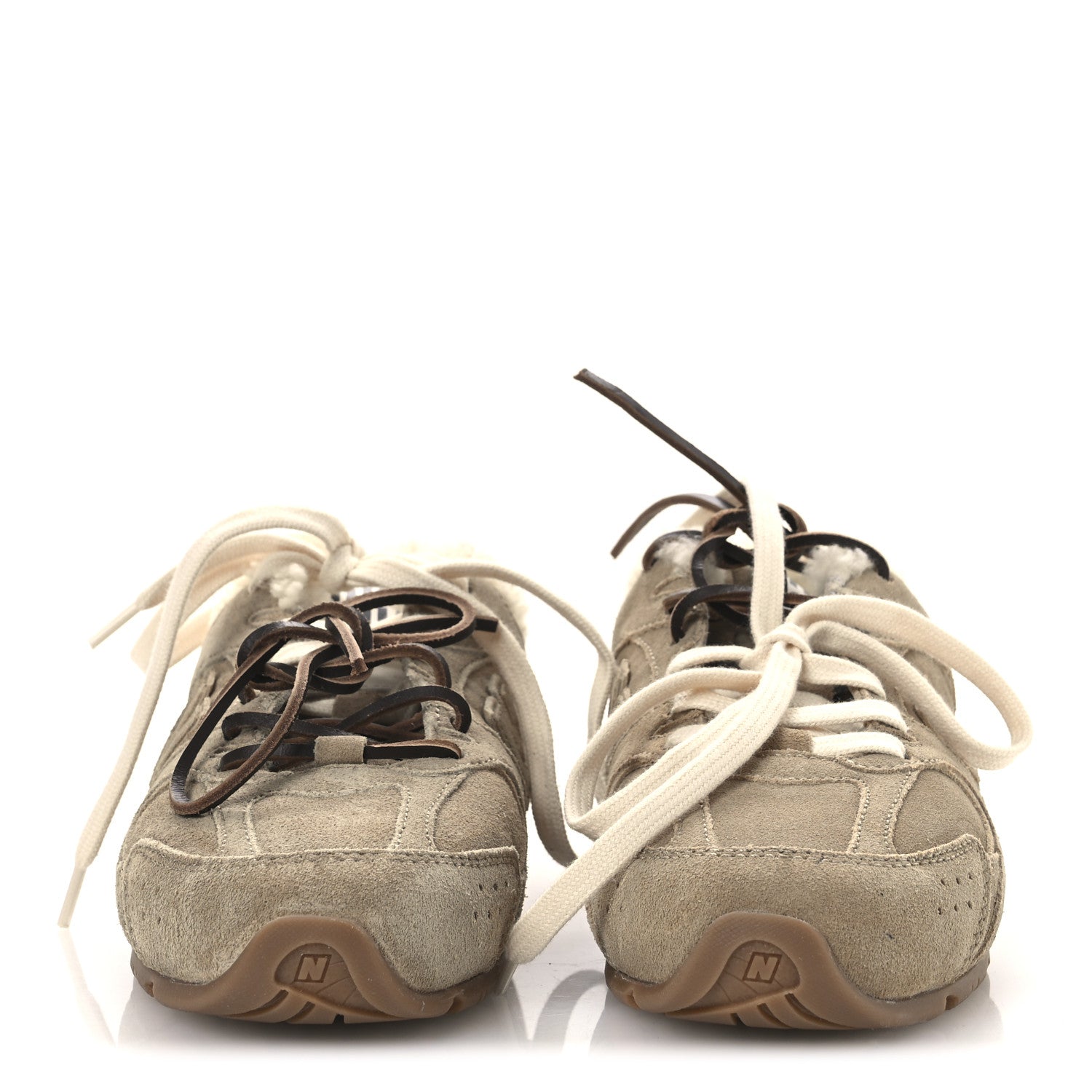 Miu Miu X NEW BALANCE Suede Shearling 530 SL Sneakers 36 Bleached Ecru 3 of 10