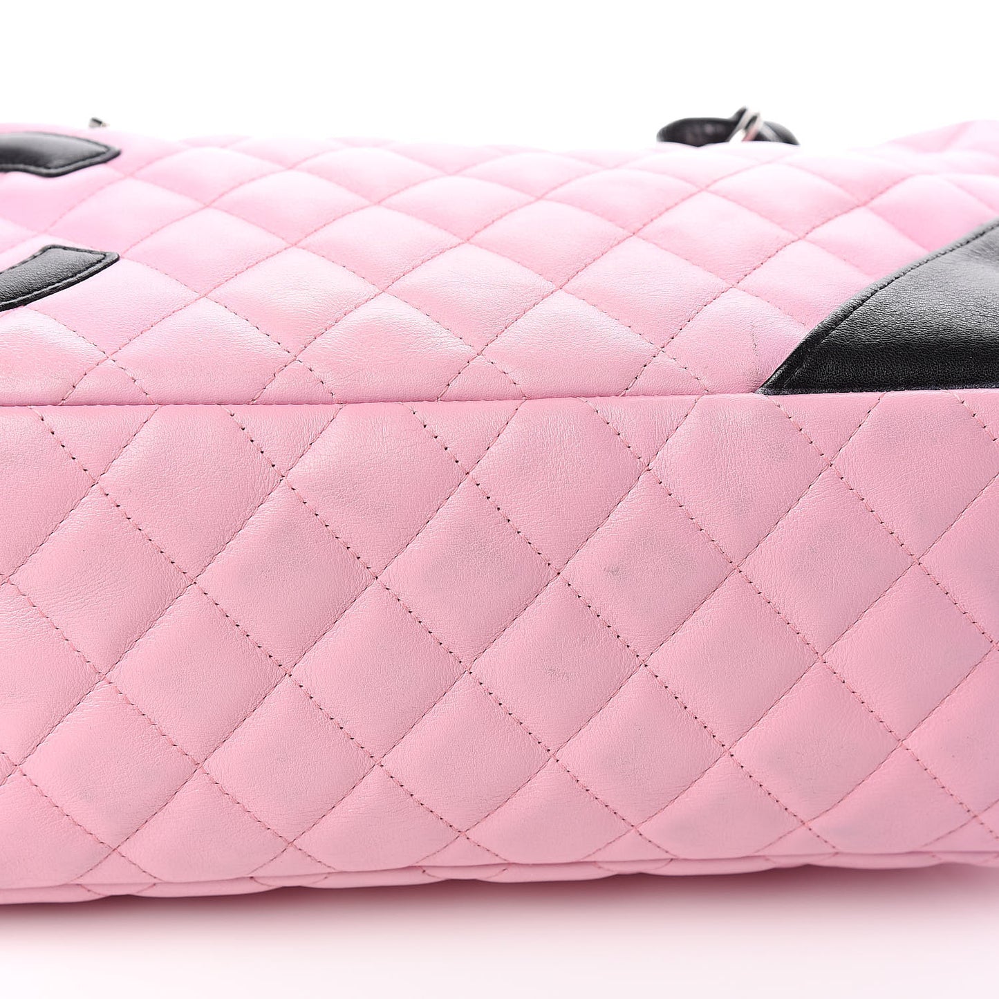 Calfskin Quilted Large Cambon Bowler Pink Black