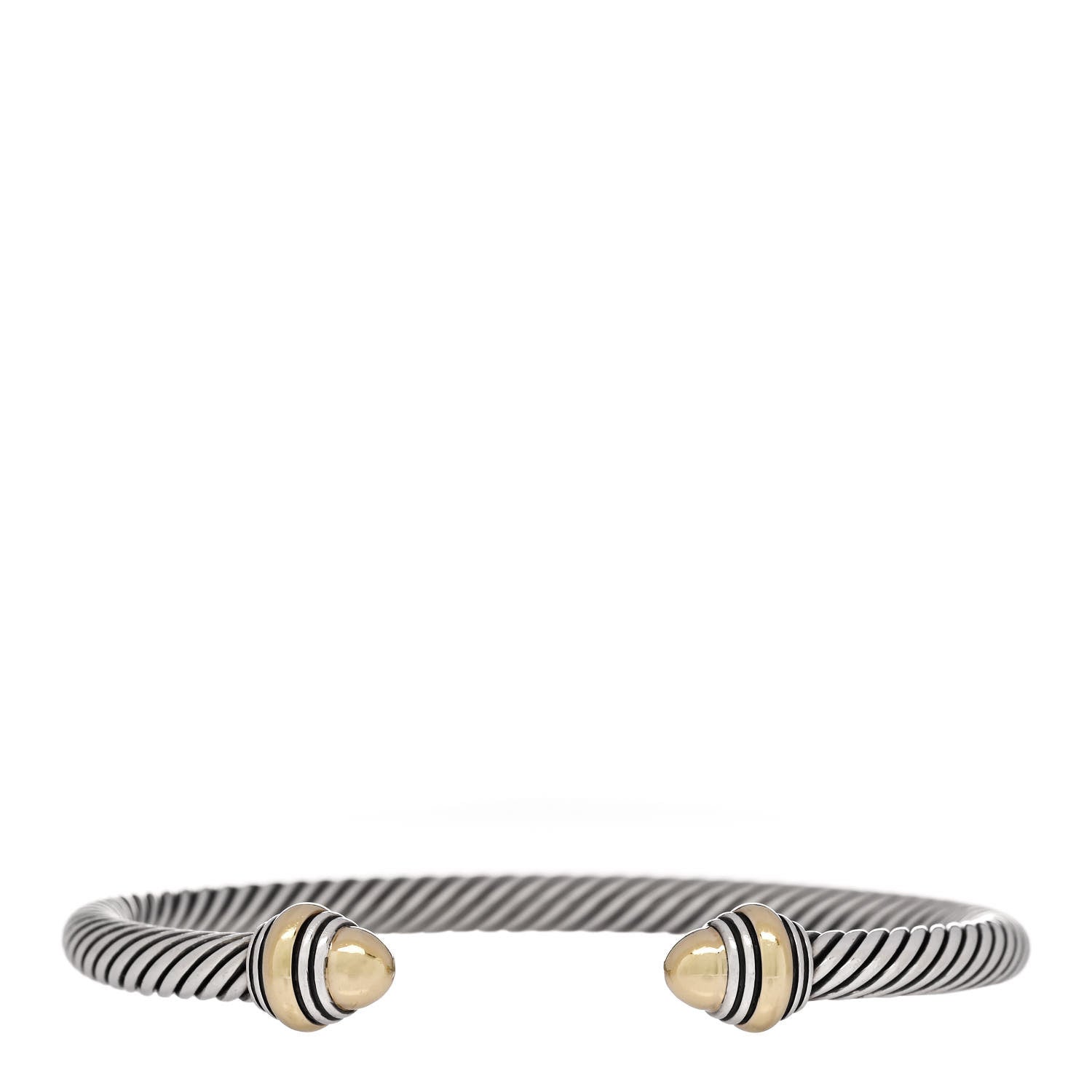 David Yurman Sterling Silver 14K Yellow Gold 5mm Cable Classics Dome Bracelet 1 of 3