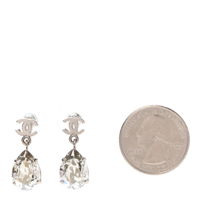 Chanel Crystal CC Tear Drop Earrings Silver 2 of 4
