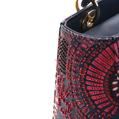 Christian Dior Smooth Calfskin Beaded Animals Medium Lady Dior Deep Blue Fuchsia 14 of 16