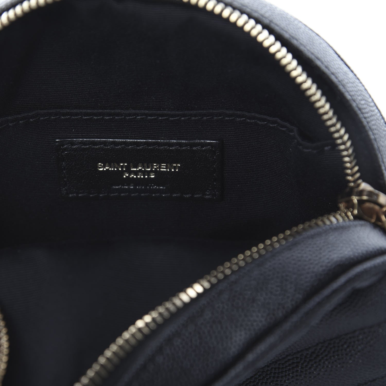 Saint Laurent Grain De Poudre Matelasse Chevron Quilted Round Vinyle Camera Bag Black 5 of 7