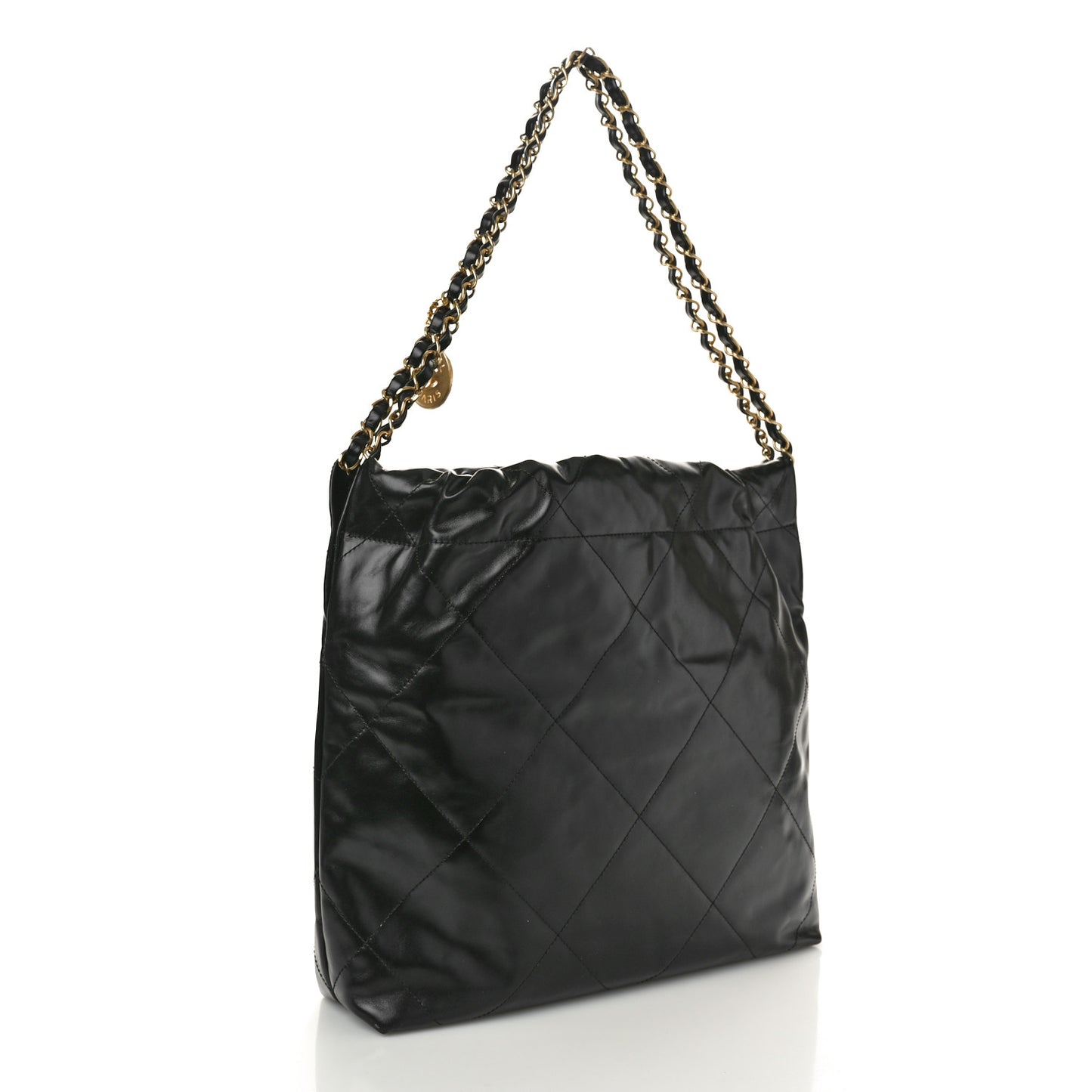 Shiny Calfskin Quilted Small Chanel 22 Black