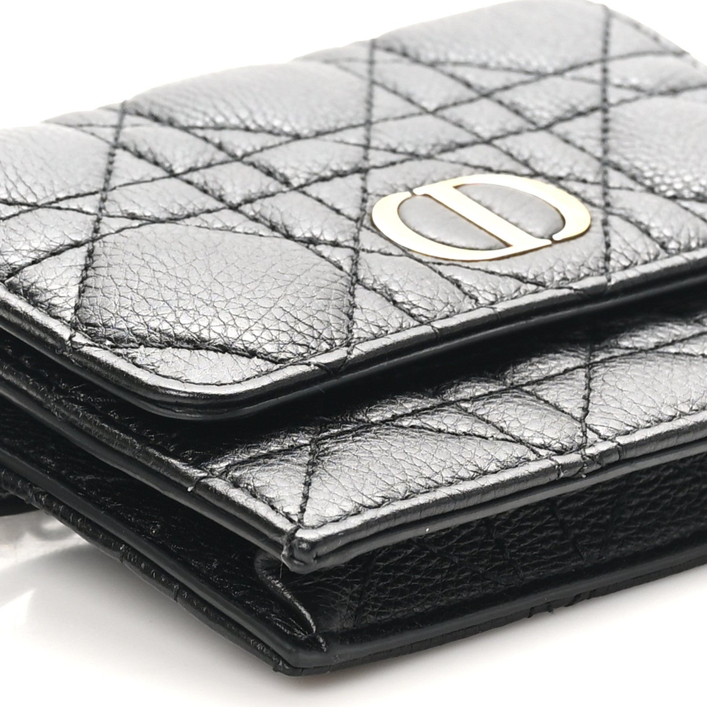 Calfskin Cannage Mini Caro Belt Pouch Black