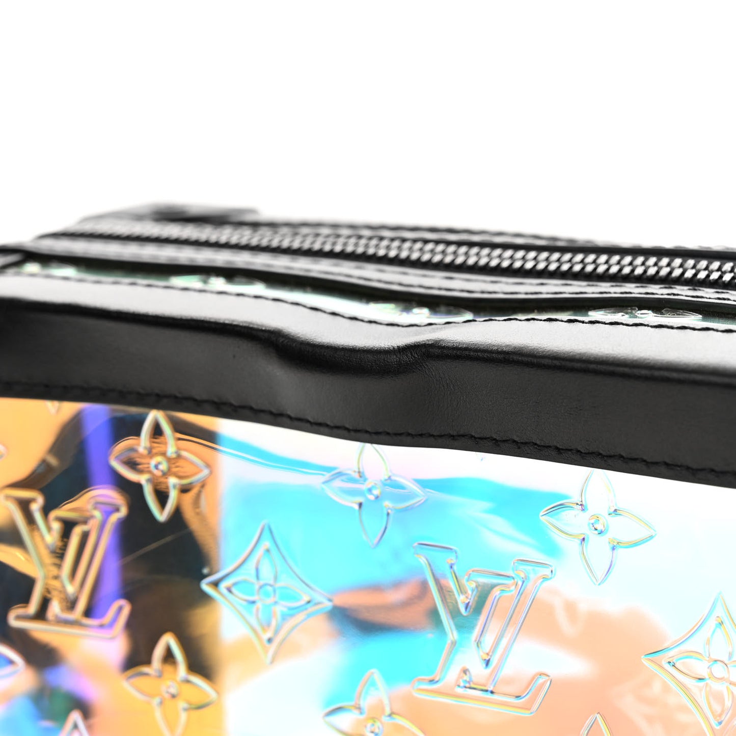 Calfskin PVC Monogram Solar Ray Soft Trunk Iridescent Prism Black