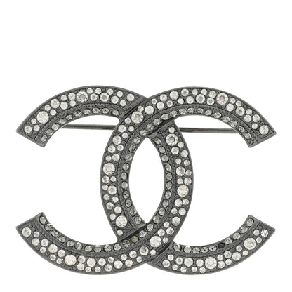 Chanel Metal Crystal CC Brooch Silver 1 of 3