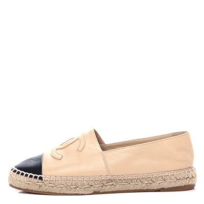 Chanel Lambskin CC Espadrilles 38 Beige Black 1 of 11