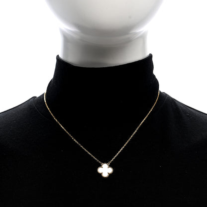 Van Cleef & Arpels 18K Yellow Gold Mother of Pearl Vintage Alhambra Pendant Necklace 2 of 4