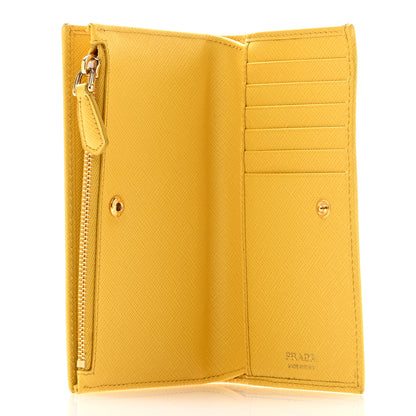 Prada Saffiano Triangle Continental Zip Wallet Soleil 5 of 9