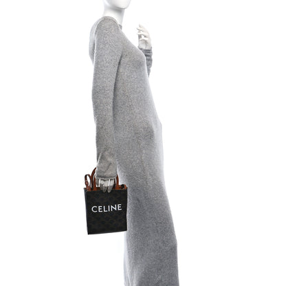 Celine Triomphe Canvas Calfskin Mini Vertical Cabas Tan 2 of 8