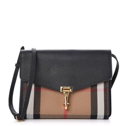 Burberry Derby Calfskin House Check Small Macken Crossbody Bag Black 1 of 8