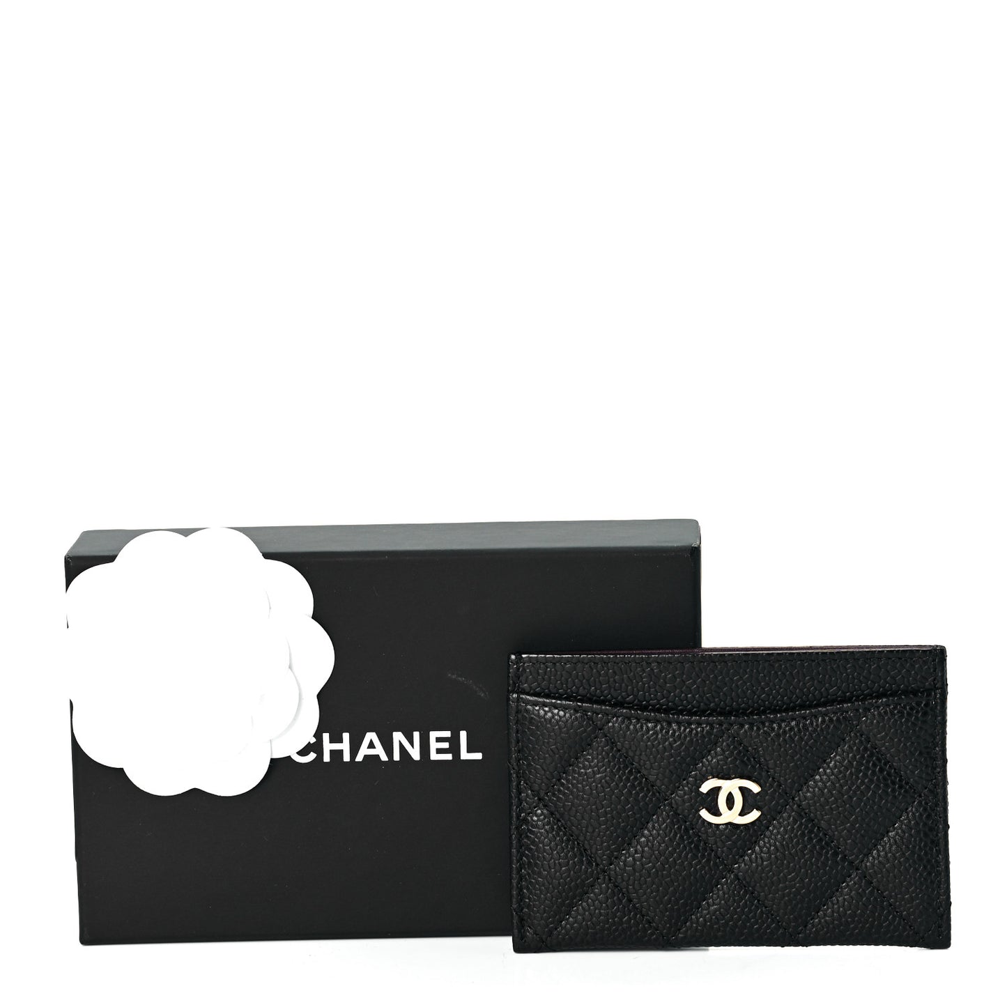 Caviar Quilted Card Holder Black