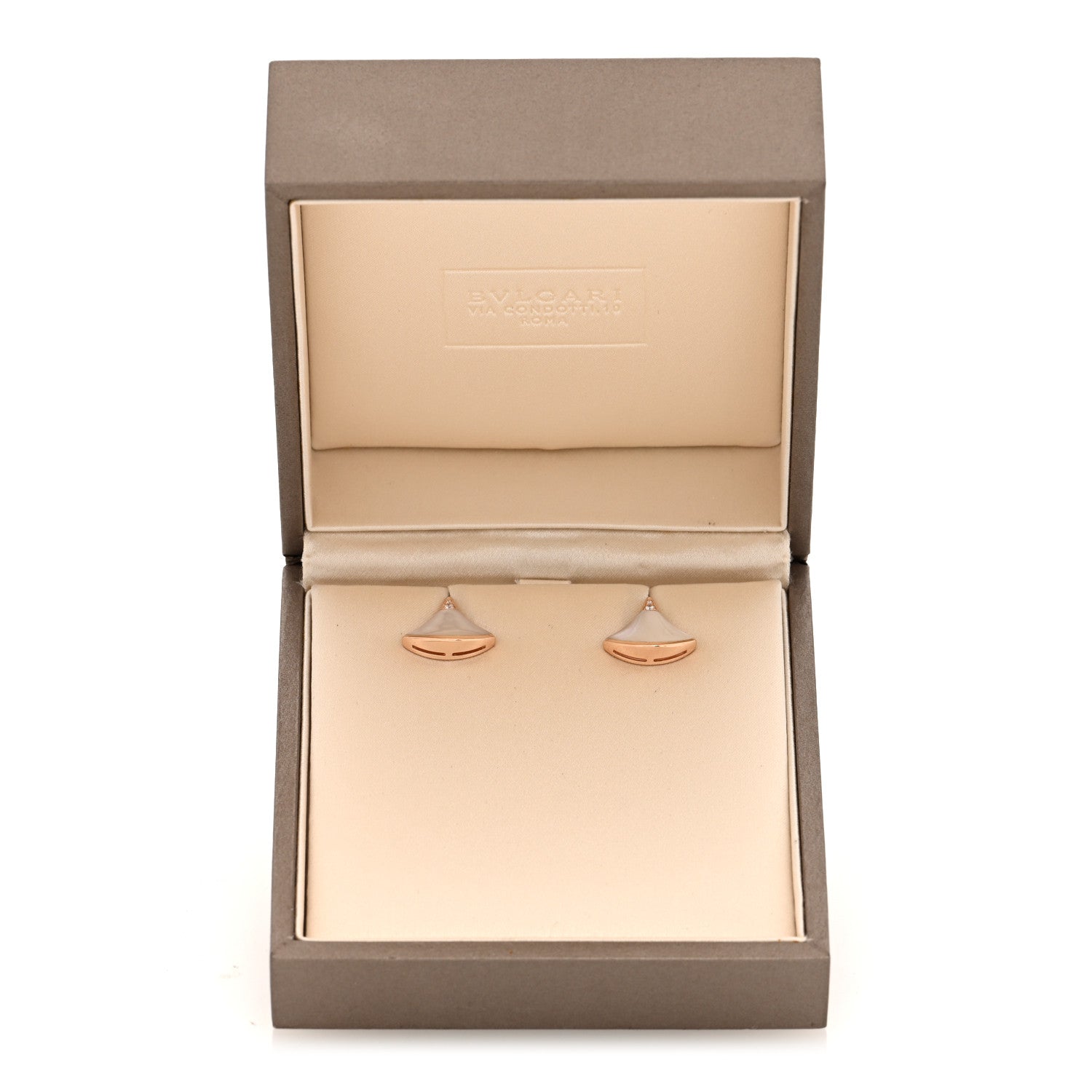 Bulgari 18K Rose Gold Diamond Mother of Pearl Divas' Dream Stud Earrings 5 of 5