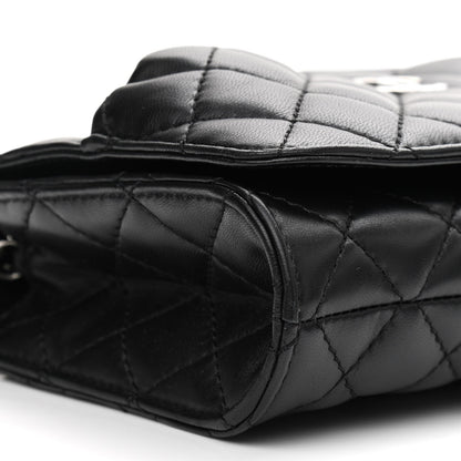 Chanel Lambskin Quilted Kiss Lock Flap Bag Black 9 of 13