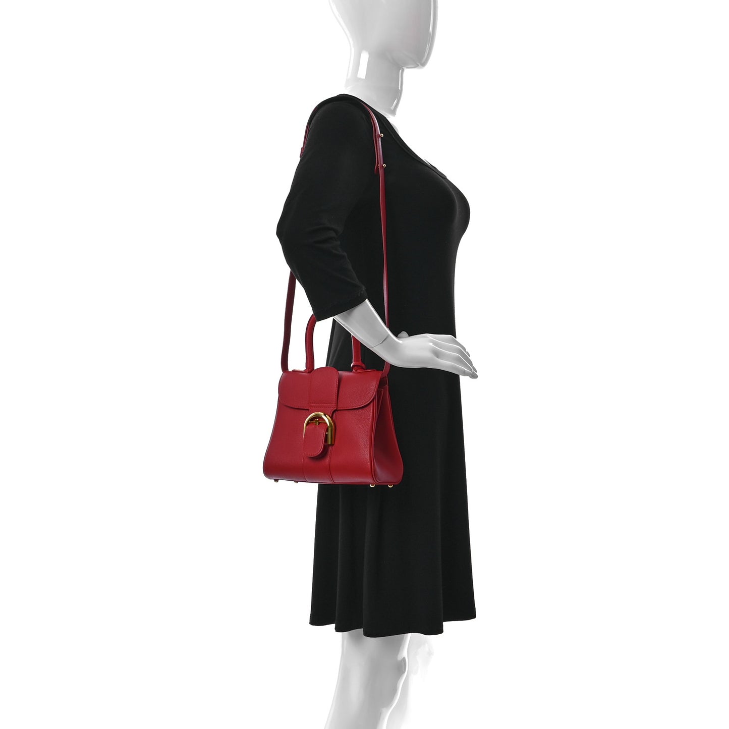 Grained Calfskin Mini Brillant Satchel Red