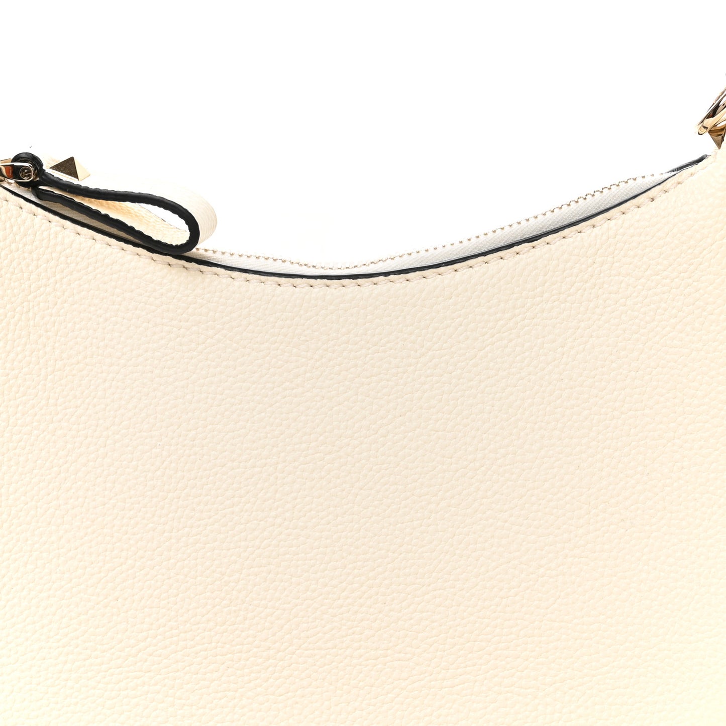 Grainy Calfskin Mini Rockstud Hobo Ivory