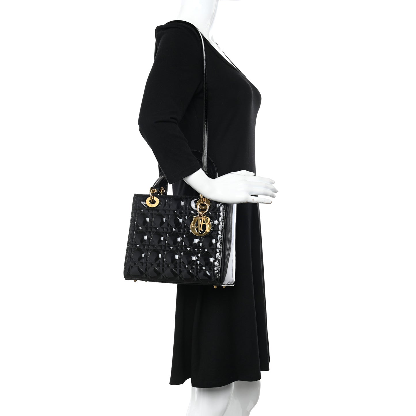 Patent Cannage Medium Lady Dior Black