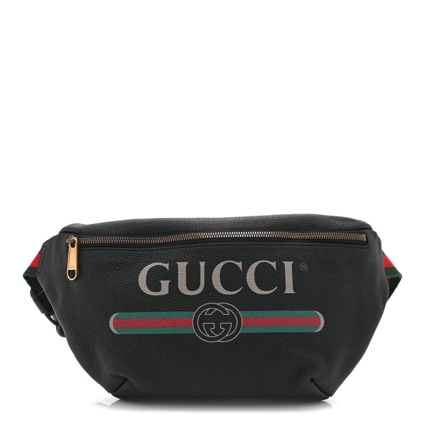 Gucci Grained Calfskin Logo Belt Bag Black 1 of 11