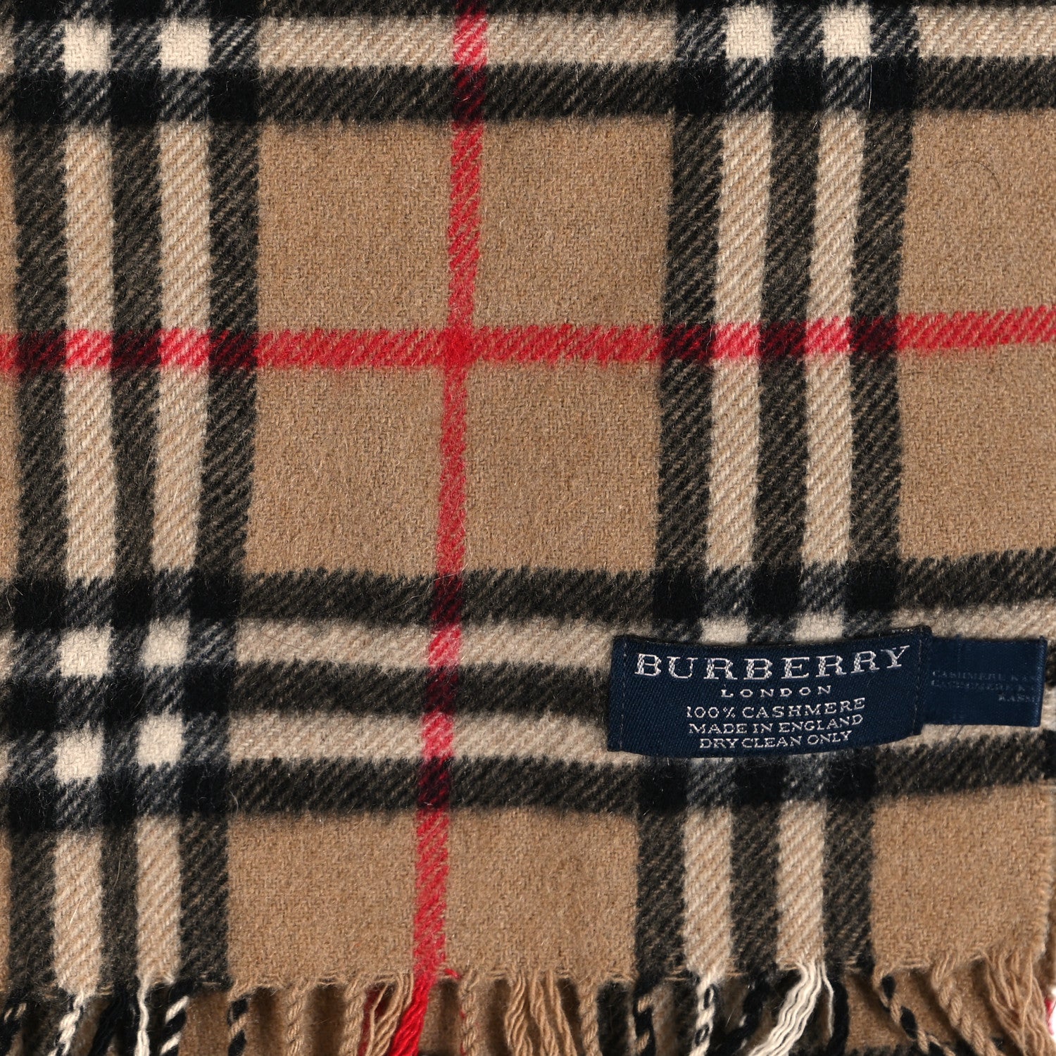 Burberry Lambswool Check Fringe Scarf Camel 3 of 4
