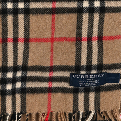 Burberry Lambswool Check Fringe Scarf Camel 3 of 4