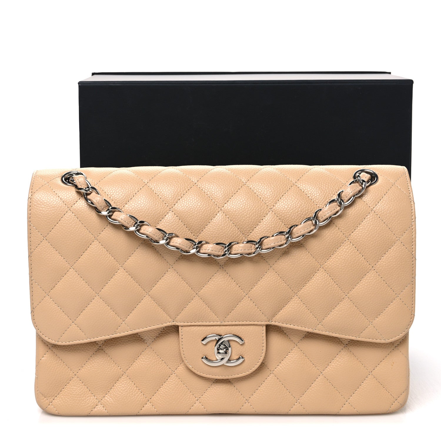 Chanel Caviar Quilted Jumbo Double Flap Beige 10 of 10