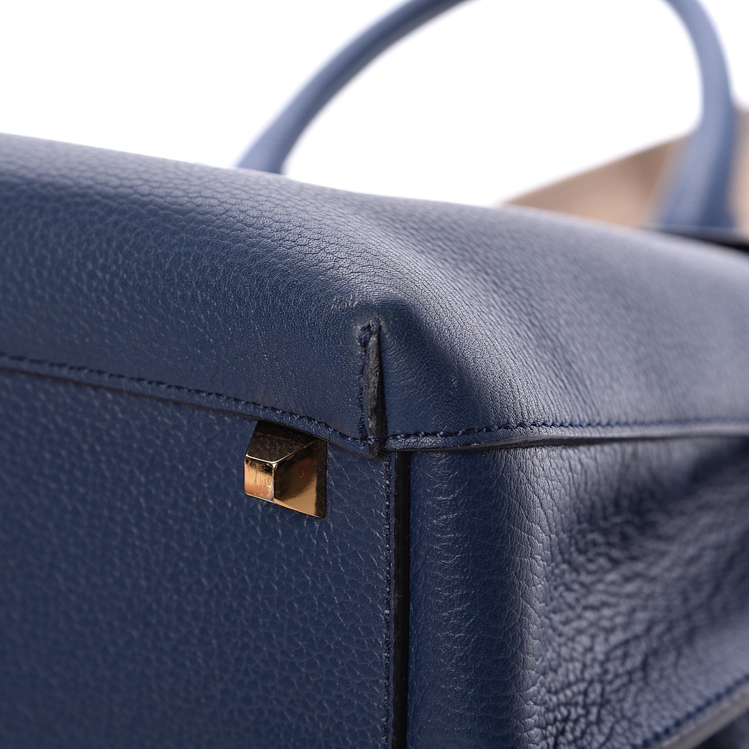 MCM Grained Calfskin Large Milla Convertible Backpack Navy 10 of 13