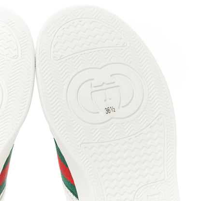 Gucci Calfskin Web Perforated Womens Platform 55mm Sneakers 36.5 White Bright Splash 7 of 11