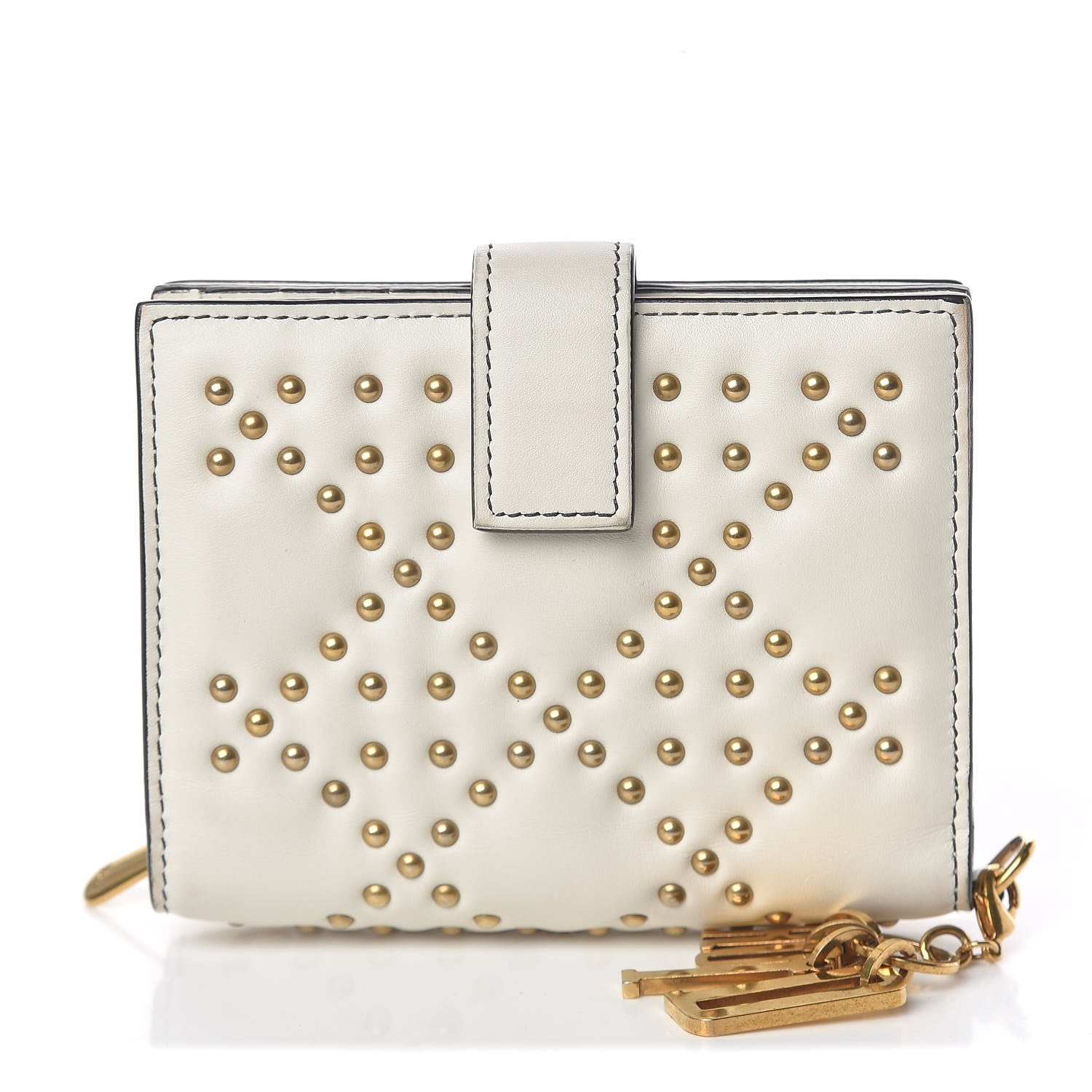 Christian Dior Lambskin Cannage Studded Lady Dior Eden Wallet White 1 of 11
