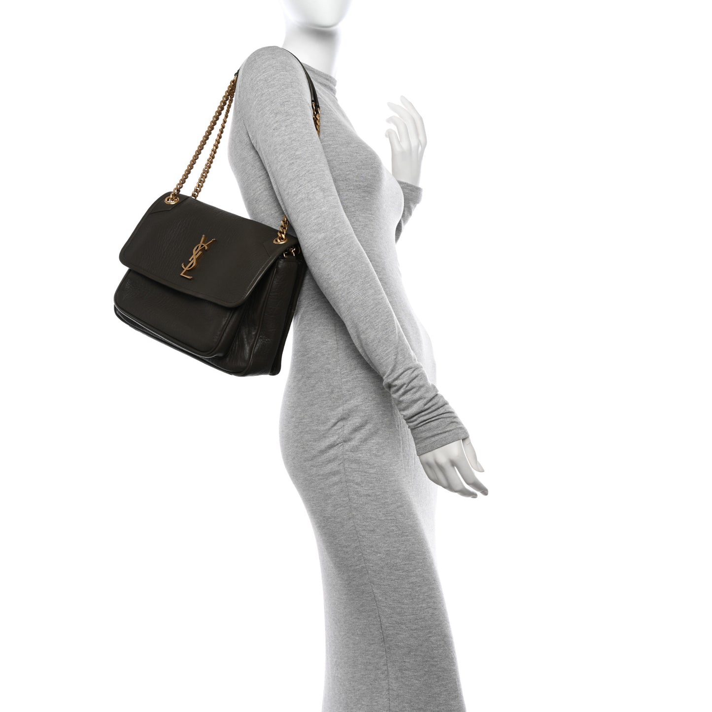 Grained Lambskin Monogram Medium Niki Chain Satchel Light Musk
