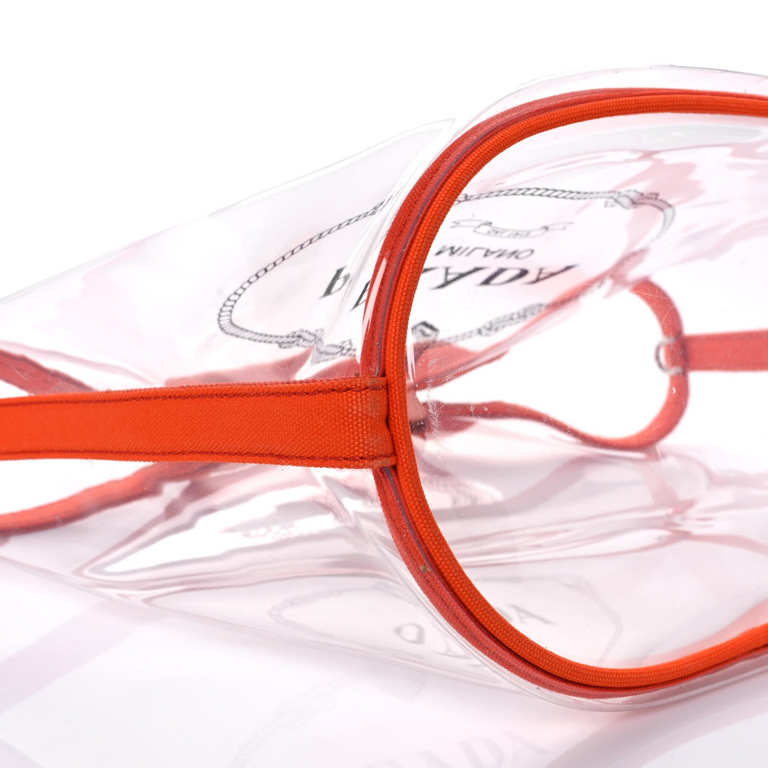 Prada Plexiglass Canapa Small Shopper Tote Arancio 7 of 8