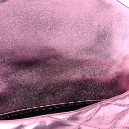 Saint Laurent Metallic Lambskin Quilted Sade Puffer Envelope Clutch Pink 10 of 11