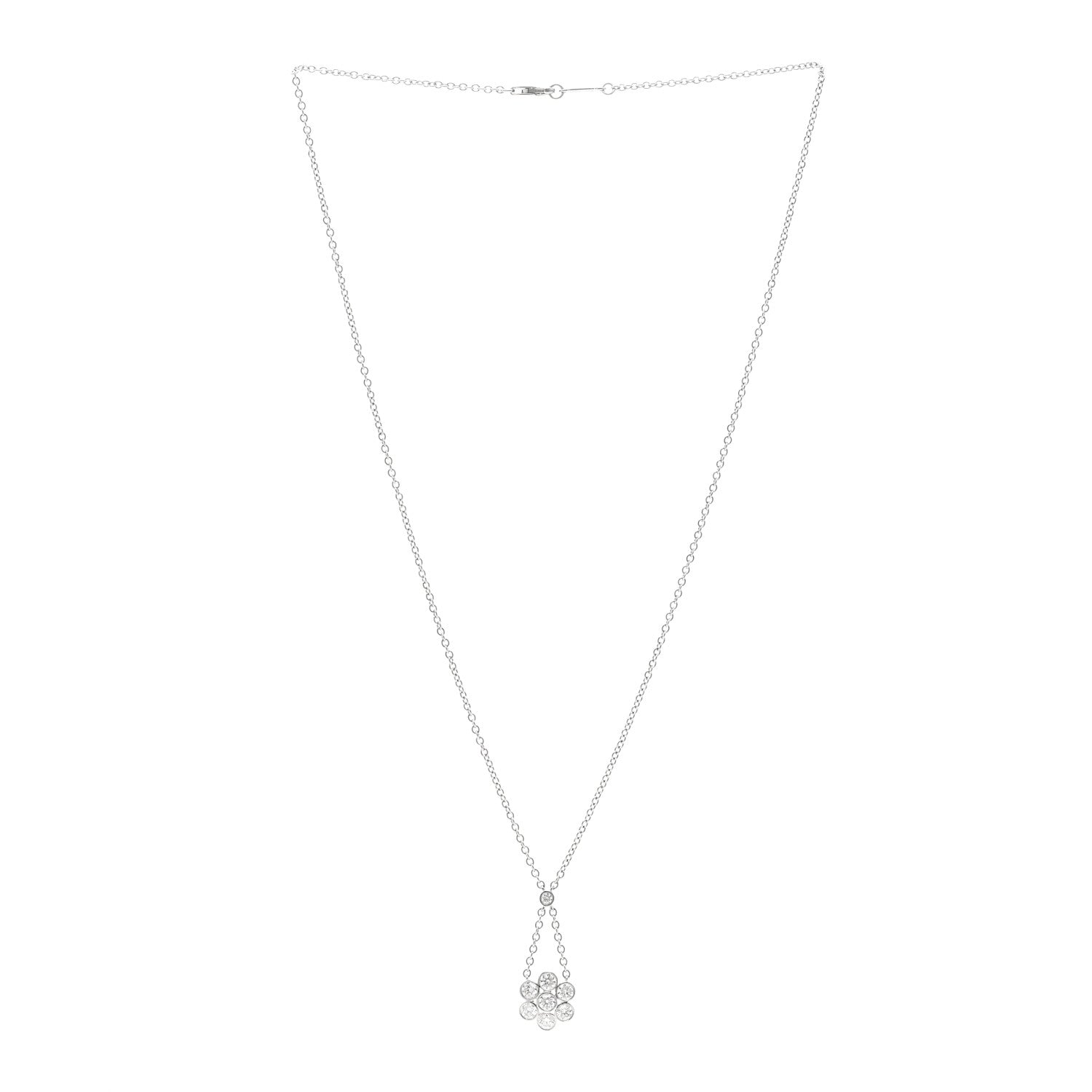 Tiffany Platinum Diamond Swing Flower Drop Pendant Necklace 3 of 5