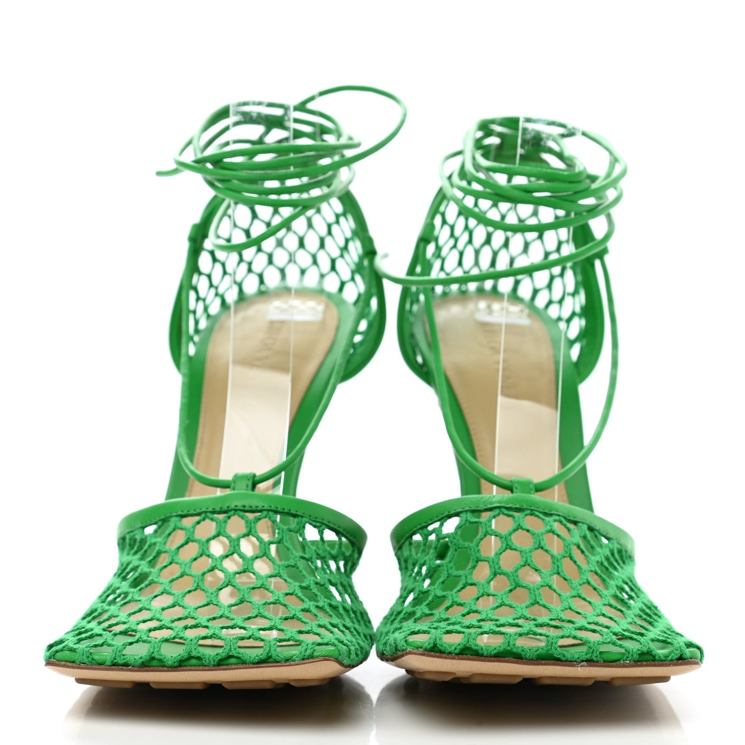 Bottega Veneta Mesh Nappa Stretch Ankle Tie 90mm Sandals 38 Grass 2 of 7