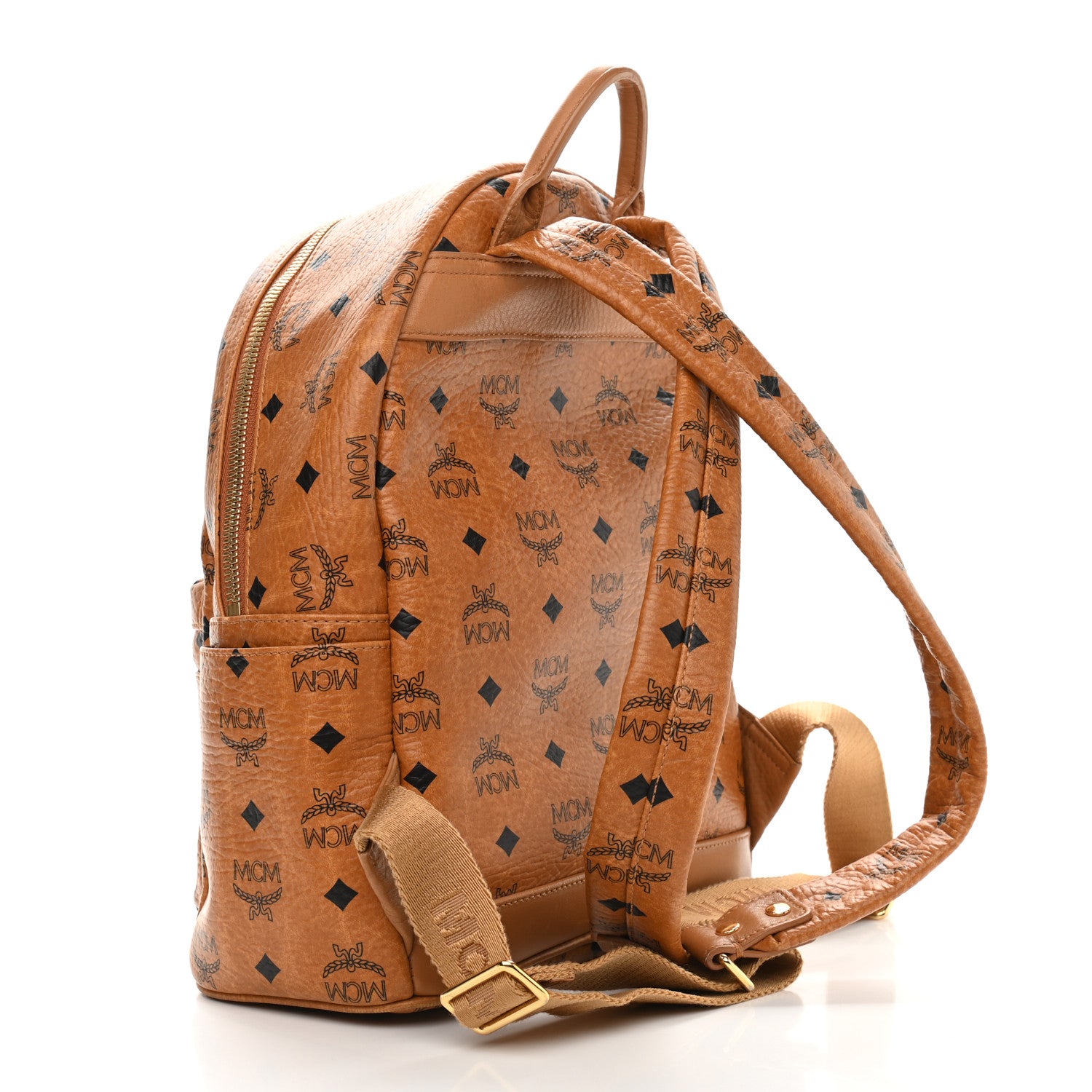 MCM Visetos Small Sprinkle Stud Stark Backpack Cognac 3 of 9