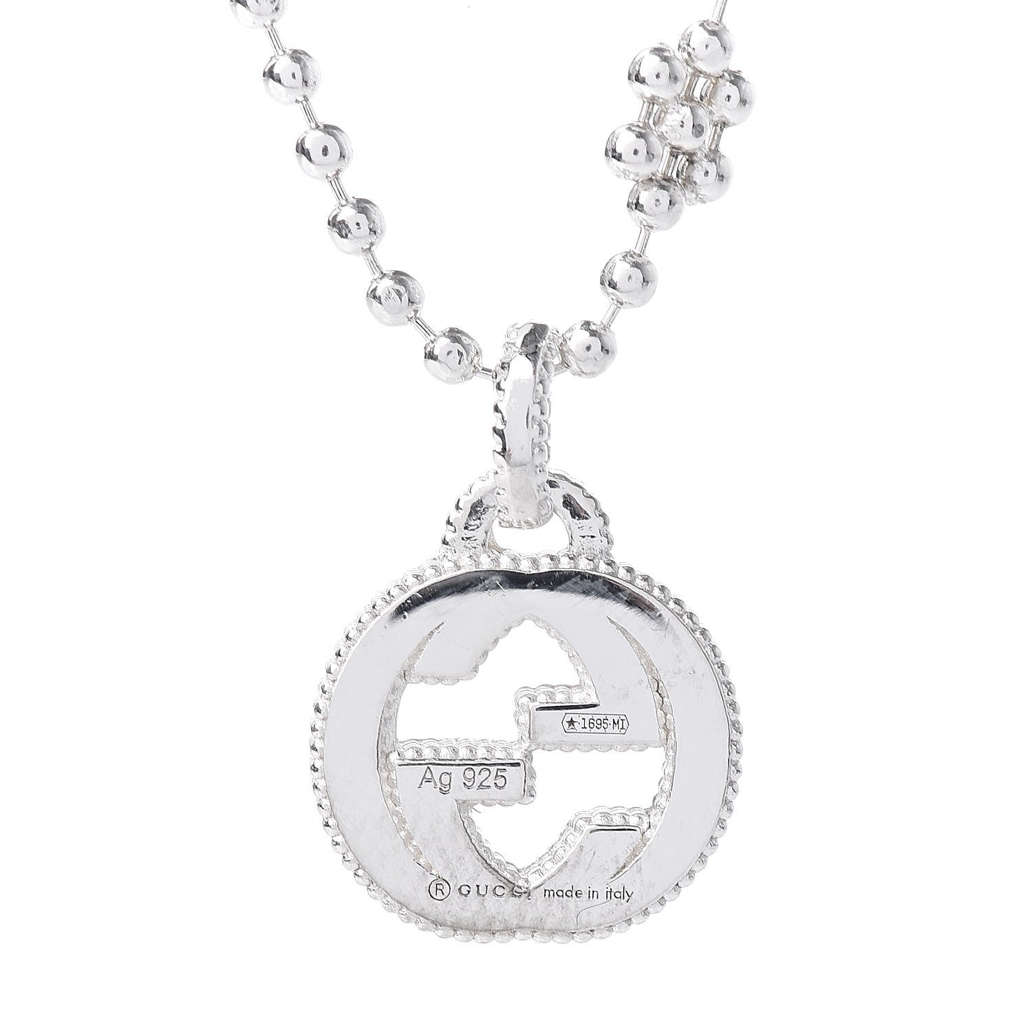 Gucci Sterling Silver Interlocking G Beaded Cluster Pendant Necklace 5 of 6